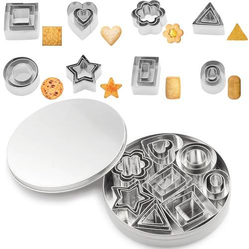 BGOBTY Plätzchen Ausstecher Mini,24 Stück Kleine Keksausstecher aus Edelstahl,8 Formen Metall Cookie Cutter,Geometrische Ausstechformen Set,DIY Tools für Keks,Plätzchen,Tortendekorationen BGOBTY Plätzchen Ausstecher Mini,24 Stück Kleine Keksausstecher aus Edelstahl,8 Formen Metall Cookie Cutter,Geometrische Ausstechformen Set,DIY Tools für Keks,Plätzchen,Tortendekorationen von BGOBTY