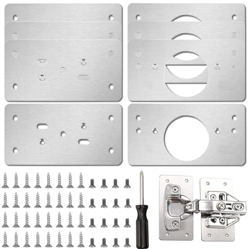 Scharnier Reparaturplatte,8 Pcs Scharnier Reparaturset,Scharnier Reparatur Klammern,Mit Schraubendreher,Geeignet Schrank Wohnmöbel Schublade Kisten Fenster,9X5 cm von BGOBTY