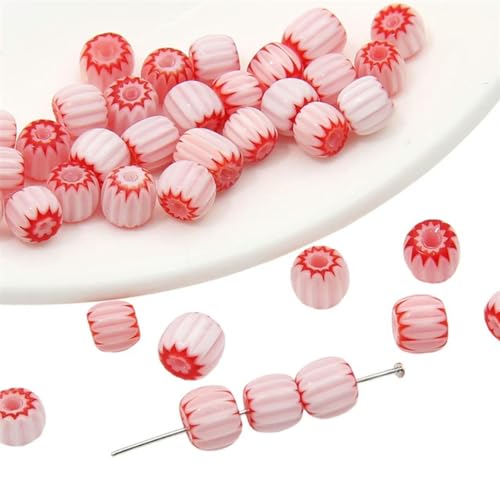 10 Stück 6 mm handgefertigte Lampwork-Glasblumenperlen, Kürbisperlen für Charm-Halsketten, Armbänder, Ohrringe, DIY-Schmuckherstellung-07 von BGPFJK