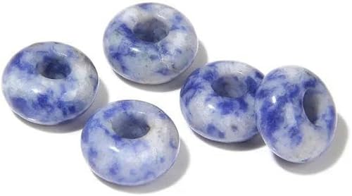 10 Stück runde Steinperlen in Donutform, große Lochaugenperlen für DIY-Armbänder, Schmuck im koreanischen Stil, Nr. 17 Sodalith, 10 Stück von BGPFJK