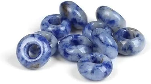 10 Stück runde Steinperlen in Donutform, große Lochaugenperlen für DIY-Armbänder, Schmuck im koreanischen Stil, Nr. 2 Sodalith, 10 Stück von BGPFJK
