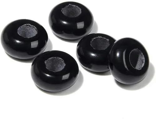 10 Stück runde Steinperlen in Donutform, große Lochaugenperlen für DIY-Armbänder, Schmuck im koreanischen Stil, Nr. 22, schwarzer Achat, 10 Stück von BGPFJK