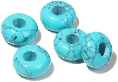 10 Stück runde Steinperlen in Donutform, große Lochaugenperlen für DIY-Armbänder, Schmuck im koreanischen Stil, Nr. 23, Türkis, 10 Stück von BGPFJK