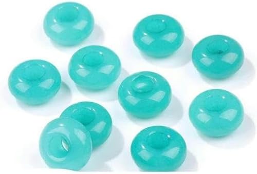 10 Stück runde Steinperlen in Donutform, große Lochaugenperlen für DIY-Armbänder, Schmuck im koreanischen Stil, Nr. 40 Chalcedon, 10 Stück von BGPFJK