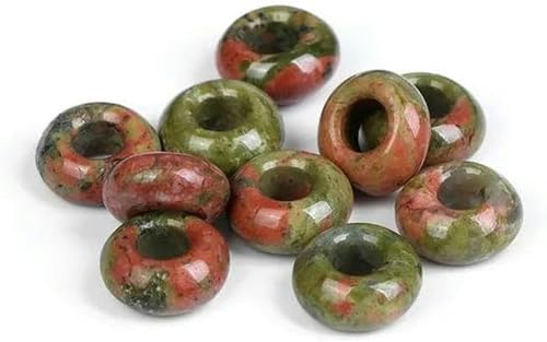 10 Stück runde Steinperlen in Donutform, große Lochaugenperlen für DIY-Armbänder, Schmuck im koreanischen Stil, Nr. 8 Unakit, 10 Stück von BGPFJK