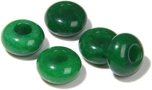 10 Stück runde Steinperlen in Donutform, große Lochaugenperlen für DIY-Armbänder im koreanischen Stil, Nr. 35, Taiwan Jade, 10 Stück von BGPFJK