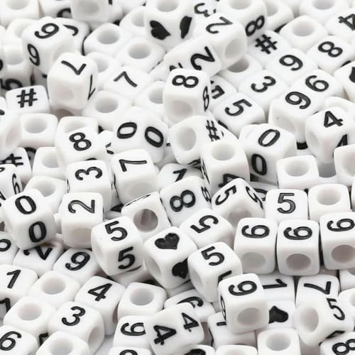 100 Stück/Los 6 mm quadratische Acrylperlen, gemischte digitale Alphabet-Buchstabenperlen, lose Abstandsperlen für die Herstellung von DIY-Armbändern und Charms, Schmuckherstellung-22-500 Stück von BGPFJK