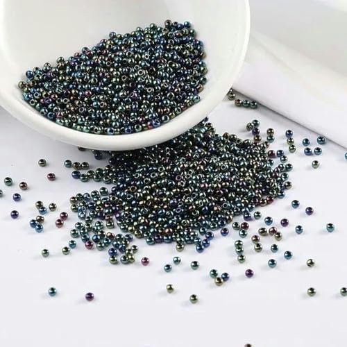 2 mm 11/0 lackierte Farben Glas-Abstandsperlen DIY tschechische Perlen 1000 Stück-AB Schwarz-2 mm 1000 Stück von BGPFJK