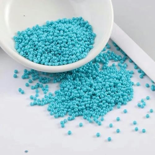 2 mm 11/0 lackierte Farben Glas-Abstandsperlen DIY tschechische Perlen 1000 Stück-Blau 03-2 mm 1000 Stück von BGPFJK