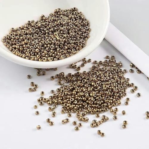 2 mm 11/0 lackierte Farben Glas-Abstandsperlen DIY tschechische Perlen 1000 Stück-Gold-2 mm 1000 Stück von BGPFJK