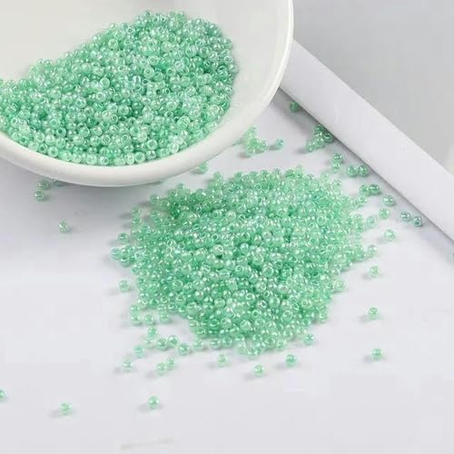2 mm 11/0 lackierte Farben Glas-Abstandsperlen DIY tschechische Perlen 1000 Stück-Grün 01-2 mm 1000 Stück von BGPFJK