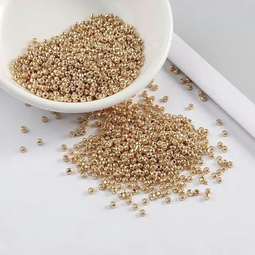 2 mm 11/0 lackierte Farben Glas-Abstandsperlen DIY tschechische Perlen 1000 Stück-L-Gold-2 mm 1000 Stück von BGPFJK