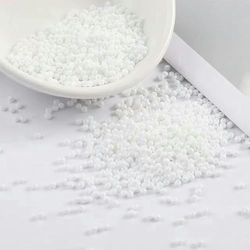 2 mm 11/0 lackierte Farben Glas-Abstandsperlen DIY tschechische Perlen 1000 Stück-Weiß-2 mm 1000 Stück von BGPFJK