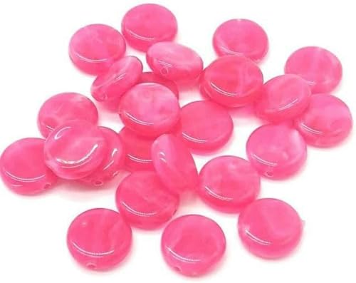 20 Stück 15 mm flache Kunststeinperlen zur Schmuckherstellung, DIY-Armbandanhänger-Rose-Rose von BGPFJK