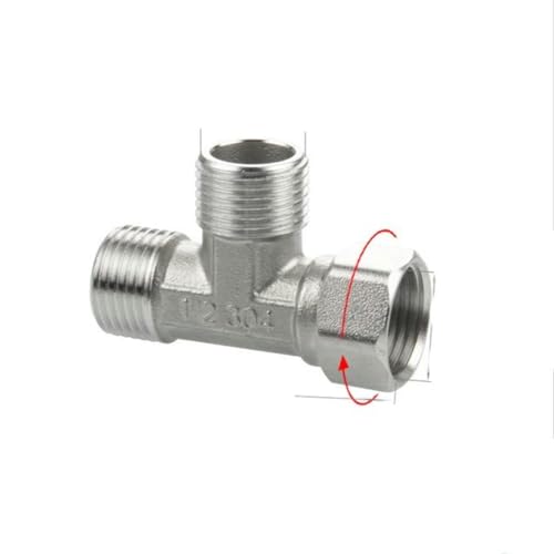 304 Edelstahl-T-Stück mit drehbarem Rohranschluss und Winkel-Wasserverteiler-Rohranschlussstück 1/2-2 von BGPFJK