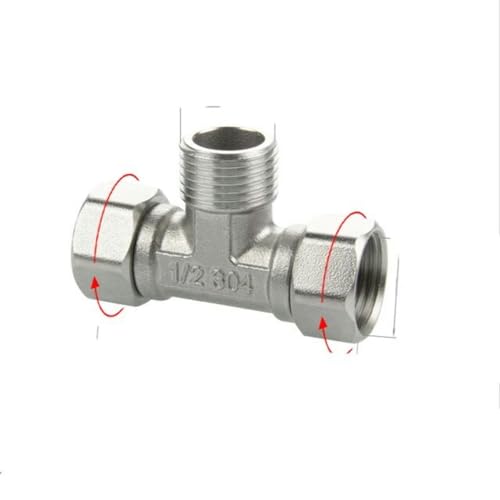 304 Edelstahl-T-Stück mit drehbarem Rohranschluss und Winkel-Wasserverteiler-Rohranschlussstück 1/2-5 von BGPFJK