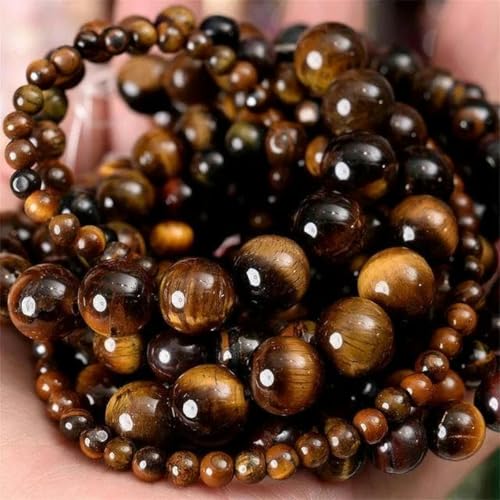 4–12 mm Steinperlen, Lava-Jaspis, Tigerauge, Quarz, Achate, runde lose Perlen – Tigerauge – 10 mm, ca. 35 Perlen von BGPFJK