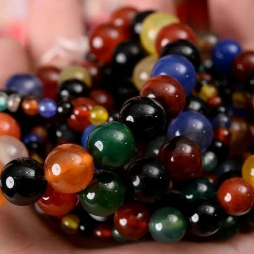 4–12 mm Steinperlen, Lava-Jaspis, Tigerauge, Quarz, Achate, runde lose Perlen – bunter Achat – 4 mm, ca. 91 Perlen von BGPFJK
