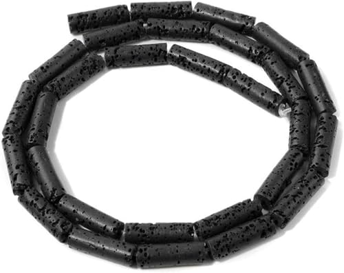 4 x 13 mm röhrenförmige gefärbte Lavasteinperlen, lose gefärbte Perlen, gefärbte Lava-Abstandshalterperlen zur Schmuckherstellung, 15–8, ca. 4 x 13 mm, ca. 36–40 cm von BGPFJK