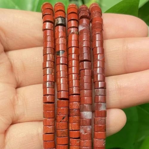 4 x 2 mm türkisfarbene Achate, Bild-Rondelle-Abstandshalterperlen, flache Abakus-Steinperlen für DIY-Armbandschmuck, Grau, 4 x 2 mm, Roter Blumenstein, 4 x 2 mm von BGPFJK