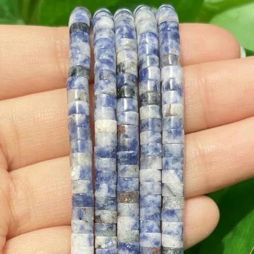 4 x 2 mm türkisfarbene Achate, Bild-Rondelle-Abstandshalterperlen, flache Abakus-Steinperlen für selbstgemachte Armbandschmuck-Grau-4 x 2 mm-Blau gefleckter Jaspis-4 x 2 mm von BGPFJK