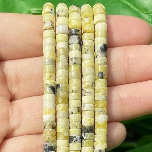 4 x 2 mm türkisfarbene Achate, Bild-Rondelle-Abstandshalterperlen, flache Abakus-Steinperlen für selbstgemachte Armbandschmuck-Grau-4 x 2 mm-Gelbe Haut, Türkis-4 x 2 mm von BGPFJK