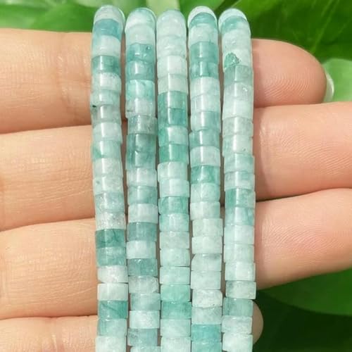 4 x 2 mm türkisfarbene Achate, Bild-Rondelle-Abstandshalterperlen, flache Abakus-Steinperlen für selbstgemachte Armbandschmuck-Grau-4 x 2 mm-Grüner Chalcedon-4 x 2 mm von BGPFJK