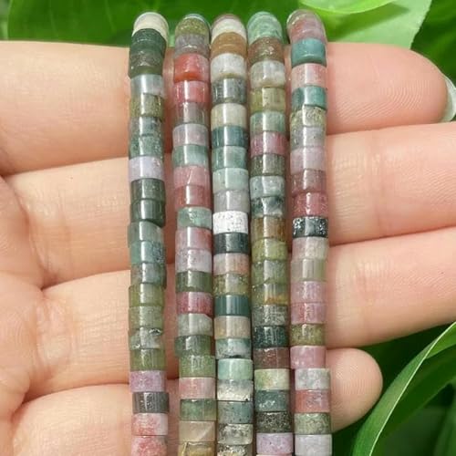 4 x 2 mm türkisfarbene Achate, Bild-Rondelle-Abstandsperlen, flache Abakus-Steinperlen für DIY-Armbandschmuck, Grau, 4 x 2 mm, Indischer Achat, 4 x 2 mm von BGPFJK
