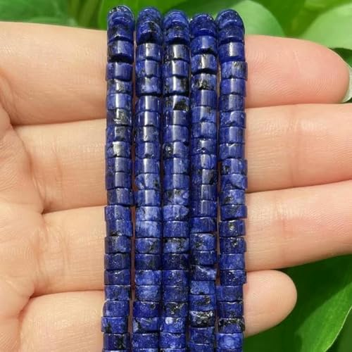 4 x 2 mm türkisfarbene Achate, Bild-Rondelle-Abstandsperlen, flache Abakus-Steinperlen für DIY-Armbandschmuck, Grau, 4 x 2 mm, Lazuli, 4 x 2 mm von BGPFJK
