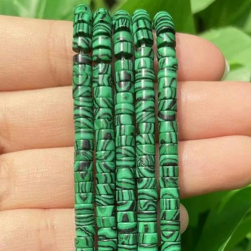 4 x 2 mm türkisfarbene Achate, Bild-Rondelle-Abstandsperlen, flache Abakus-Steinperlen für DIY-Armbandschmuck, Grau, 4 x 2 mm, Malachit, 4 x 2 mm von BGPFJK
