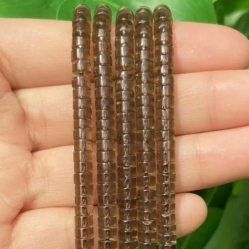 4 x 2 mm türkisfarbene Achate, Bild-Rondelle-Abstandsperlen, flache Abakus-Steinperlen für selbstgemachte Armbandschmuck-Grau-4 x 2 mm-Rauchquarz-4 x 2 mm von BGPFJK