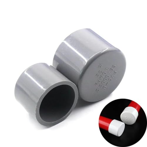 5 Stück graue PVC-Rohr-Endkappen-Anschlussstücke 20/25/32/40/50 mm Garten-Wasserrohr-Steckerverbindung Kunststoffrohr-Endkappe-ID 32 mm von BGPFJK