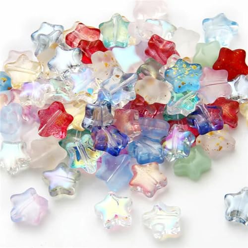 50 Stück/Los 8 mm mattierte Sternperlen mit Farbverlauf, lose Abstandsperlen aus tschechischem Glas zur Schmuckherstellung, handgefertigtes DIY-Zubehör, 12–8 mm (50 Stück) von BGPFJK