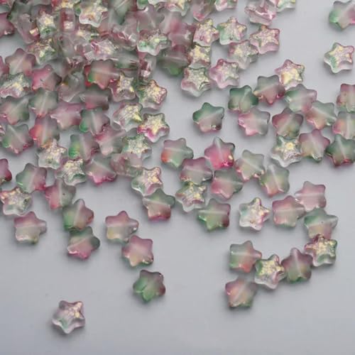 50 Stück/Los 8 mm mattierte Sternperlen mit Farbverlauf, lose Abstandsperlen aus tschechischem Glas zur Schmuckherstellung, handgefertigtes DIY-Zubehör, 4–8 mm (50 Stück) von BGPFJK