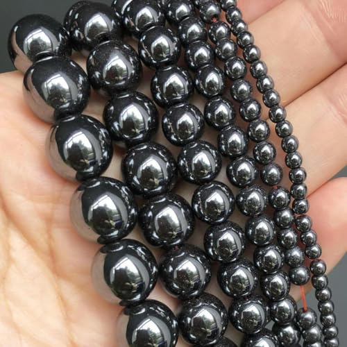 Achat-Kristallsteinperlen 4 6 8 10 12 mm lose Abstandsperlen zur Herstellung von DIY-Schmuckarmbändern 4 6 8 10 12 mm-Schwarz 1–6 mm (ca. 61 Stück) von BGPFJK