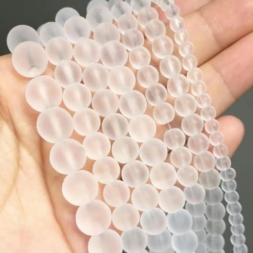 Achat-Kristallsteinperlen 4 6 8 10 12 mm lose Abstandsperlen zur Herstellung von DIY-Schmuckarmbändern 4 6 8 10 12 mm - mattes weißes Glas - 4 mm (ca. 91 Stück) von BGPFJK