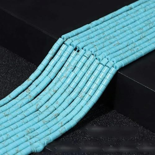 Blaue, türkisfarbene Steinperlen, flache Rondellperlen, runde, quadratische Form, lose Abstandsperlen zur Schmuckherstellung, Zubehör-Nr. 11, 4 x 4 mm von BGPFJK