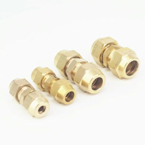 Bördel-Fit-Rohr Außendurchmesser 6/8/10/12/14/16/19/22 mm Messing-Anschlussstück mit Muttern Kältetechnik Klimaanlage-8 mm (Mutter M14 x 1,5) von BGPFJK