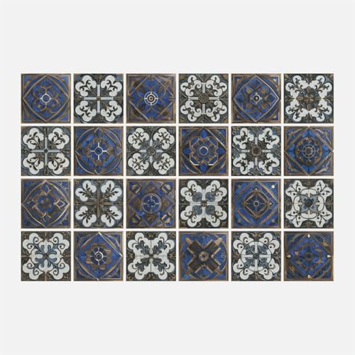 Fliesenaufkleber 15 x 15 cm Blau Beige Küchenfliesenaufkleber für Badezimmer zum Aufkleben auf Wandfliesen Spritzschutz für Küche zum Aufkleben auf Fliesen Selbstklebendes Vinyl Heimdekoration-48 Stü Fliesenaufkleber 15 x 15 cm Blau Beige Küchenfliesenaufkleber für Badezimmer zum Aufkleben auf Wandfliesen Spritzschutz für Küche zum Aufkleben auf Fliesen Selbstklebendes Vinyl Heimdekoration-48 Stü von BGPFJK