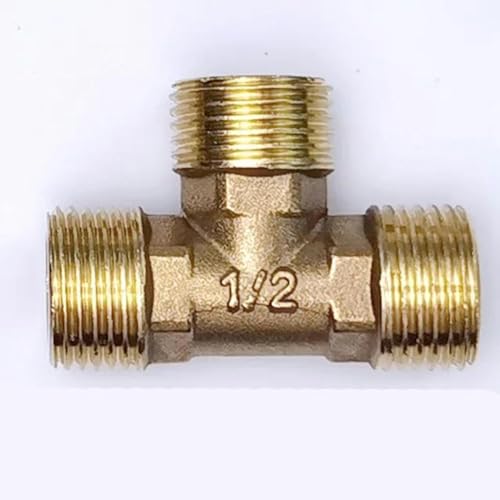 Pneumatische Sanitär-Messingrohrverschraubung Außen-/Innengewinde 1/8 1/4 3/8 1/2 T-Typ Kupferverschraubungen Wasser Öl Gasadapter-Außen-MM-1/2" von BGPFJK