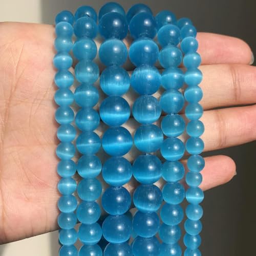 Rosa-weißer Mondstein zur Schmuckherstellung, glatte, lose Abstandsperlen, Opal, DIY-Charm-Armbänder, Halsketten – Graublau – 12 mm, 28 Stück Perlen von BGPFJK