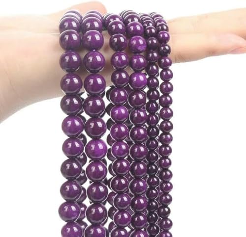 Stein Lila Amethyst Achat Turmalin Jade Lose Abstandsperlen zur Schmuckherstellung DIY Armbänder Bastelzubehör-Charoit-10mm-ca. 38 Stück Stein Lila Amethyst Achat Turmalin Jade Lose Abstandsperlen zur Schmuckherstellung DIY Armbänder Bastelzubehör-Charoit-10mm-ca. 38 Stück von BGPFJK