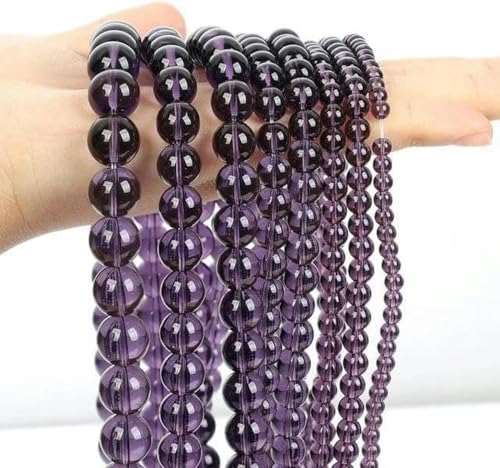 Stein Lila Amethyst Achat Turmalin Jade Lose Abstandsperlen zur Schmuckherstellung DIY Armbänder Bastelzubehör-Lila Glas-10mm-ca. 38 Stück von BGPFJK