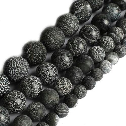 Steinperlen, matt poliert, rosa Achate, Jade, Mineralperlen, 15 Zoll, schwarz gefrosteter Achat, 8 mm, 46 Stück Perlen von BGPFJK