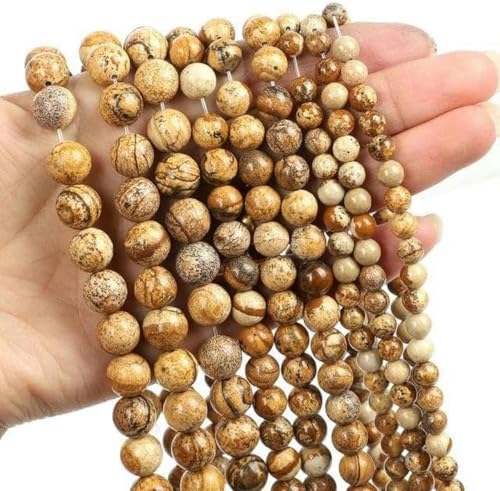 Steinperlen Gelber Achat Matt Jaspis Runde Perlen zur Schmuckherstellung DIY Armbandzubehör 14 Zoll 4 6 8 10 12 mm-Bild Jaspis-10 mm ca. 36 Stück von BGPFJK