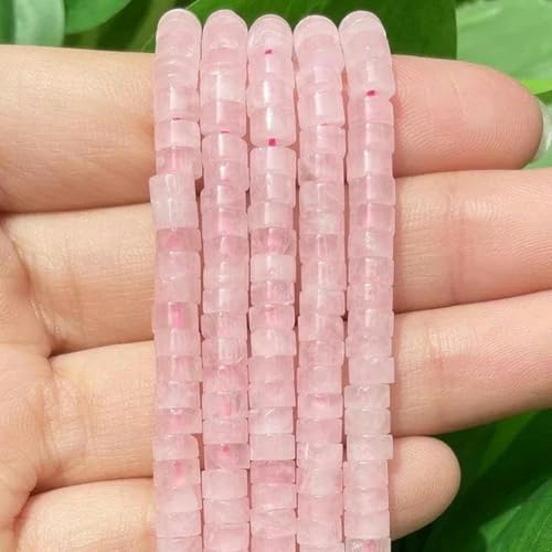 x 2 mm türkisfarbene Achate, Bild-Rondelle-Abstandshalterperlen, flache Abakus-Steinperlen für selbstgemachte Armbandschmuck-Grau-4 x 2 mm-Rosa Quarz-4 x 2 mm von BGPFJK