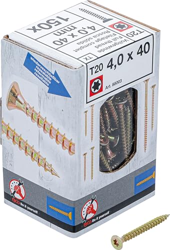 BGS Diy 88003 | Mehrzweckschrauben | T-Profil (für Torx) T20 | 4,0 x 40 mm | 150 Stück von BGS
