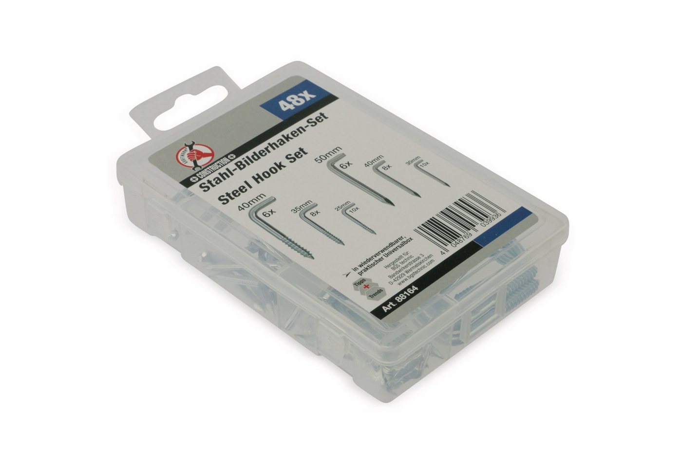 BGS technic Aufbewahrungsbox BGS TECHNIC Stahl-Bilderhaken-Set, 48-teilig BGS technic Aufbewahrungsbox BGS TECHNIC Stahl-Bilderhaken-Set, 48-teilig von BGS technic