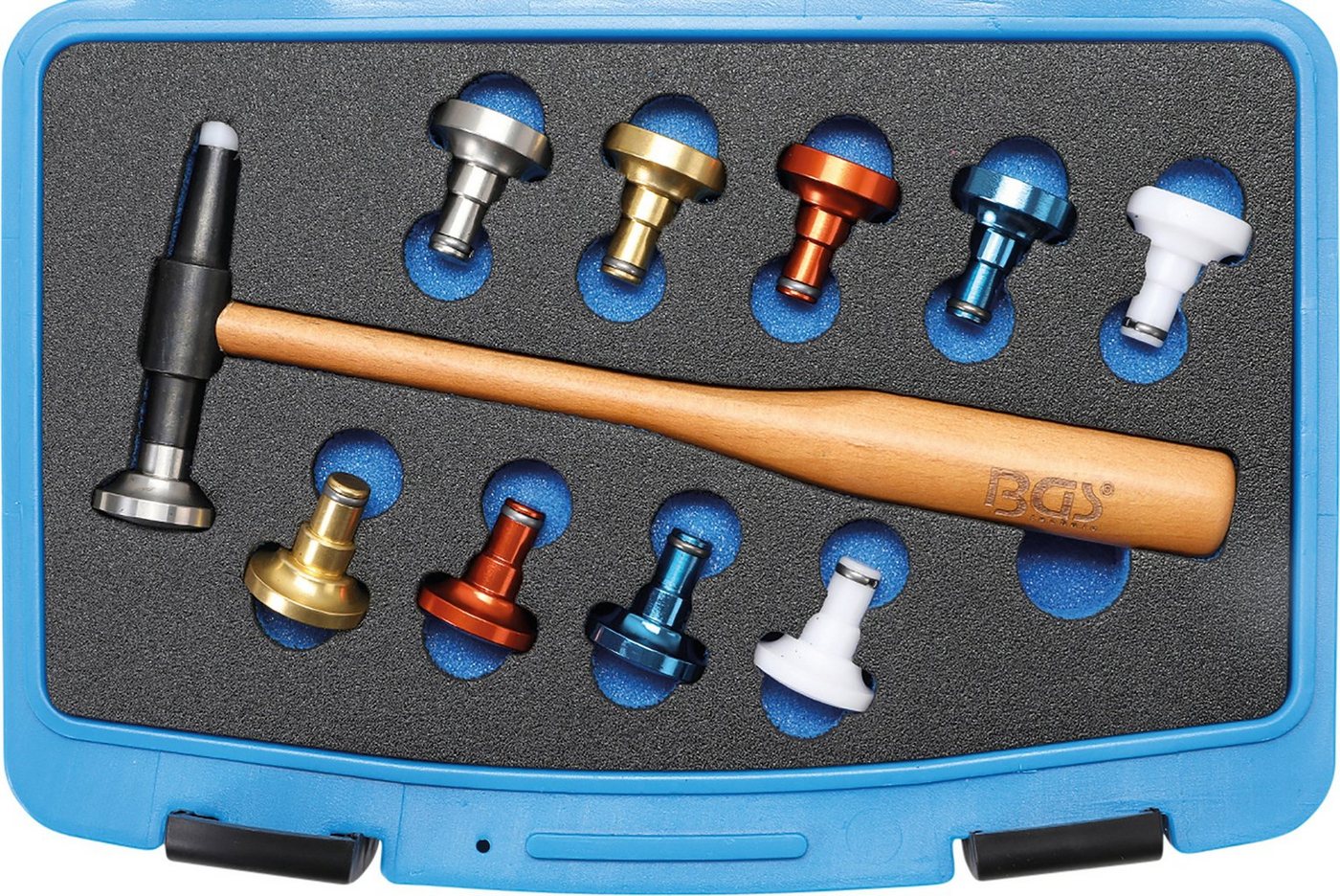 BGS technic Ausbeul-Riffelhammer Wechselkopf-Hammer-Satz, Ø 28mm, 11-tlg. (1-St) von BGS technic