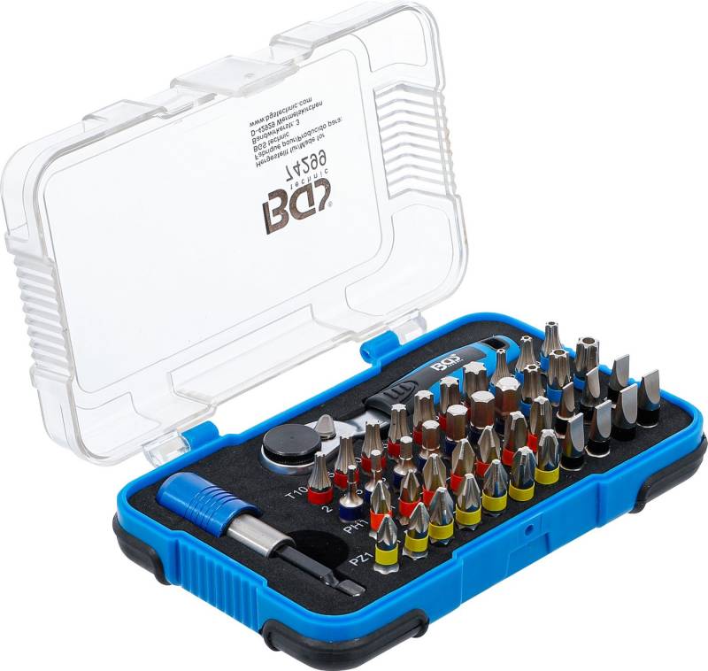 BGS technic Bit-Set Color-Bit-Satz mit Bit-Knarre, Antrieb 1/4", 43-tlg., 1-St. von BGS technic